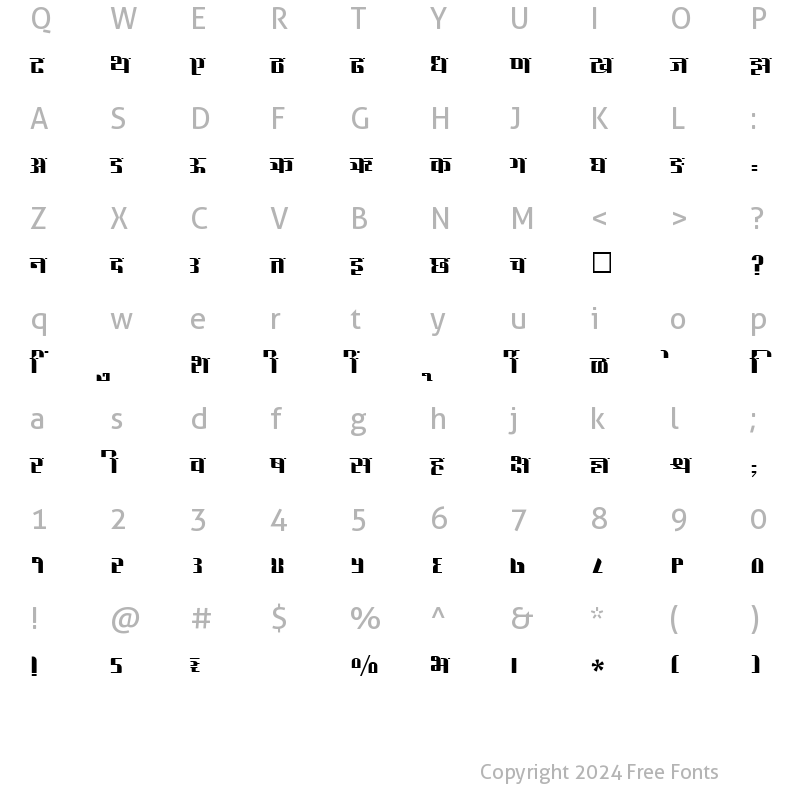 Character Map of SHREE-DEV-2468 Regular