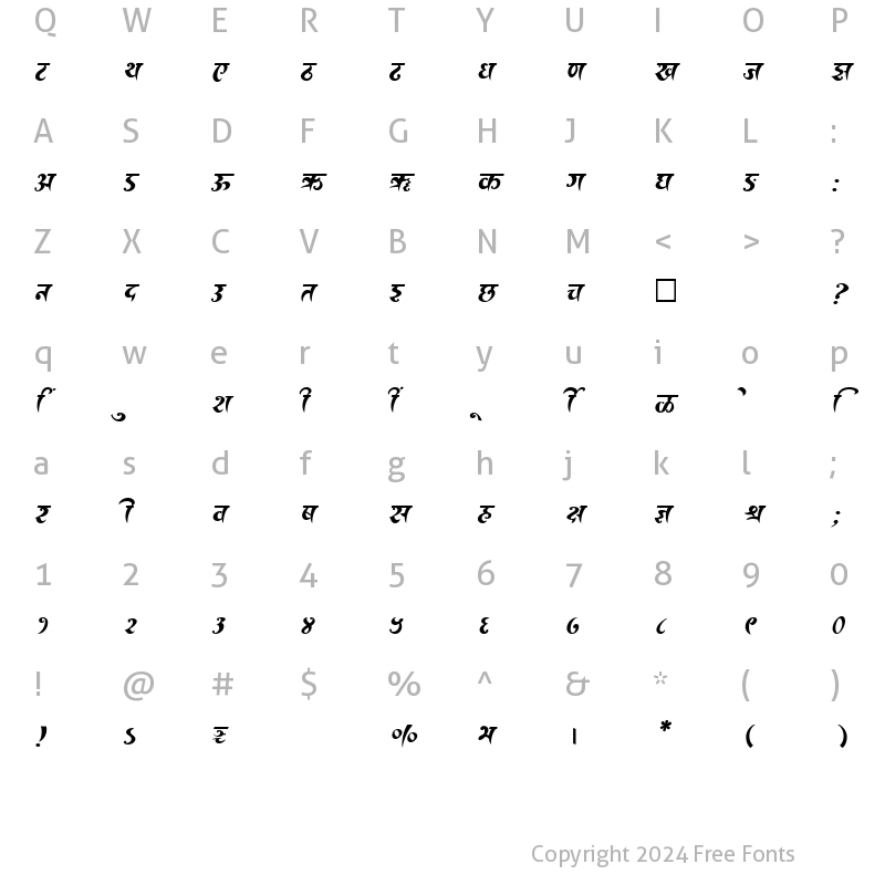 Character Map of SHREE-DEV-2469 Regular