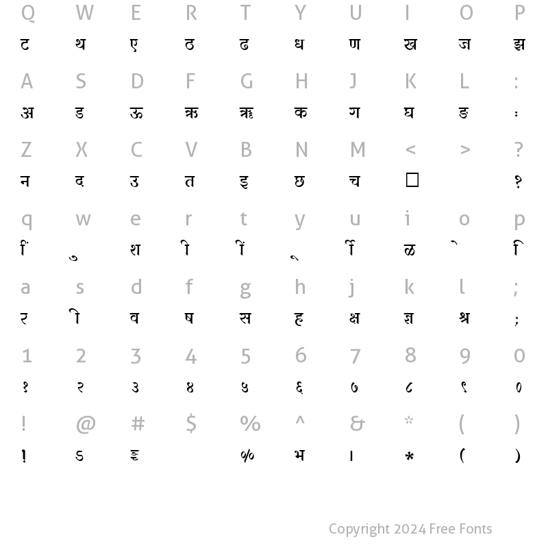 Character Map of SHREE-DEV-2470 Regular