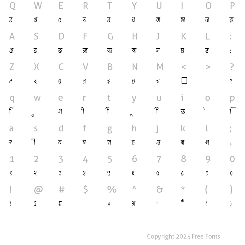 Character Map of SHREE-DEV-2471 Regular