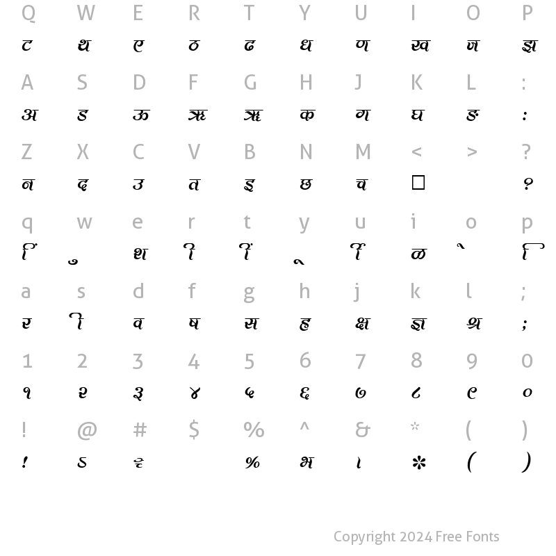 Character Map of SHREE-DEV-2473 Regular