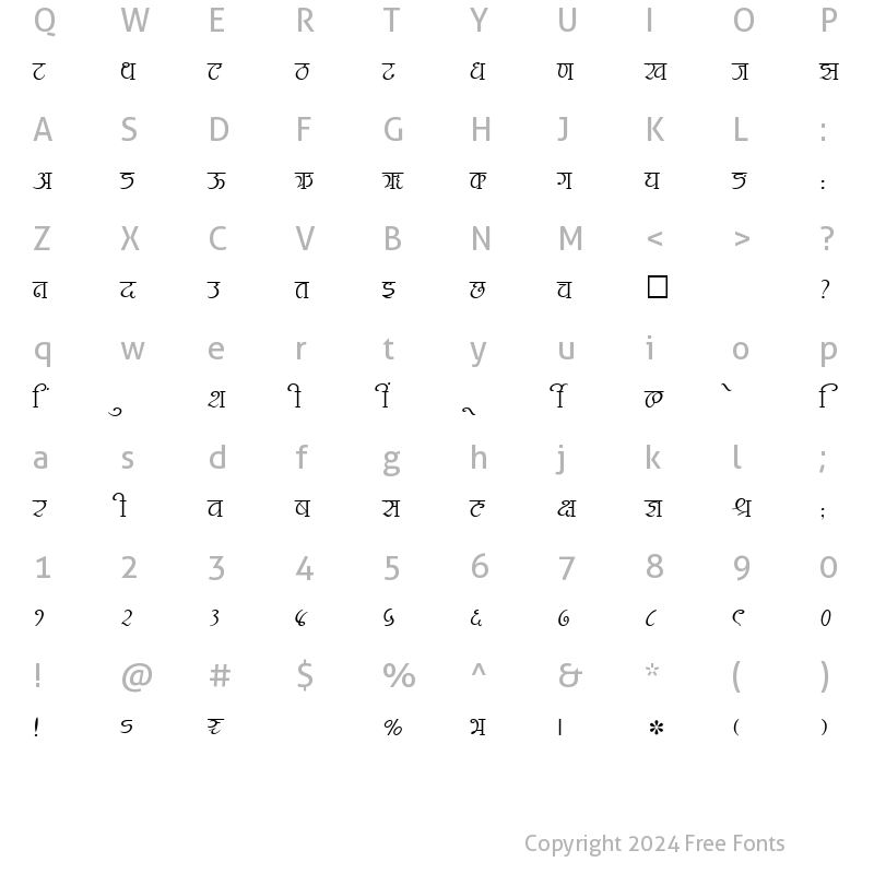 Character Map of SHREE-DEV-2479 Regular