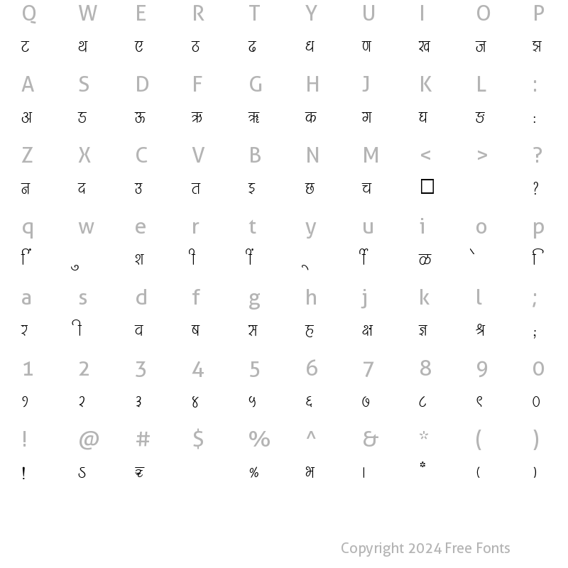 Character Map of SHREE-DEV-2483 Regular