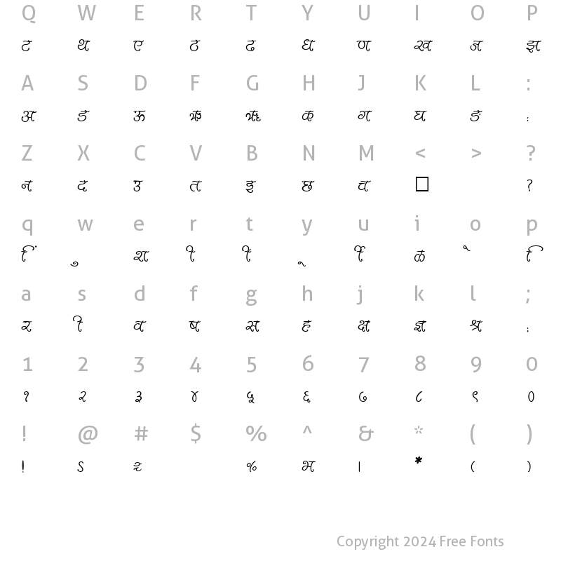 Character Map of SHREE-DEV-2497 Regular