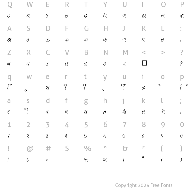 Character Map of SHREE-DEV-3503 Regular