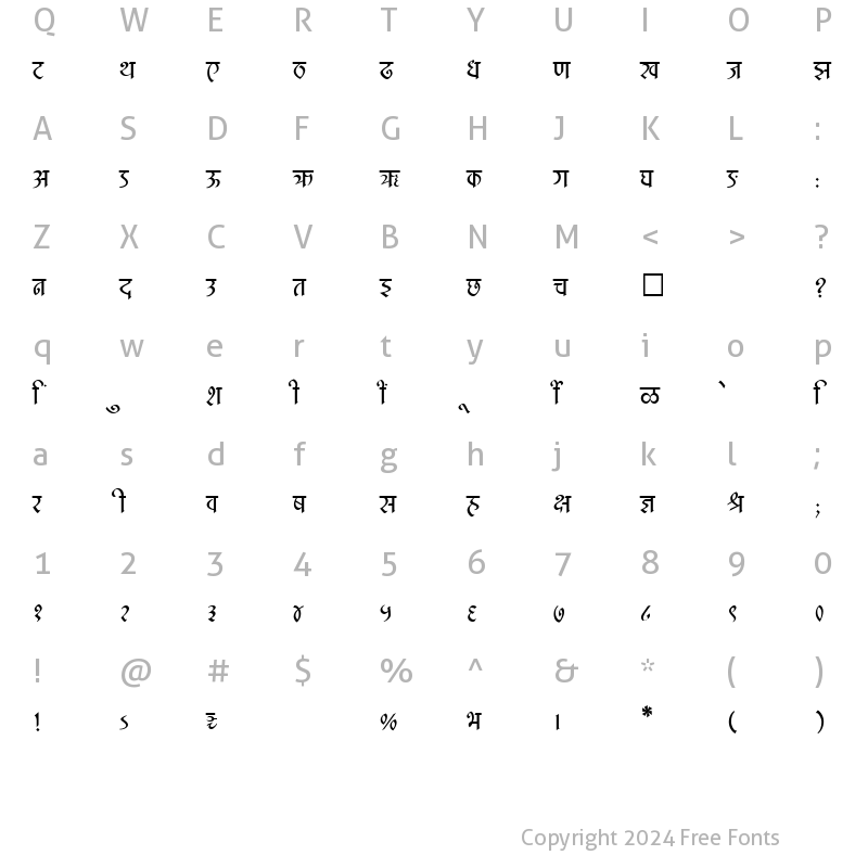 Character Map of SHREE-DEV-3513 Regular