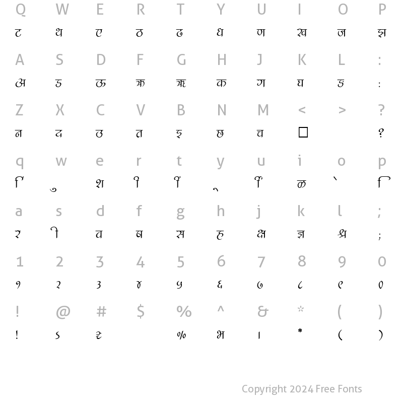 Character Map of SHREE-DEV-3514 Regular