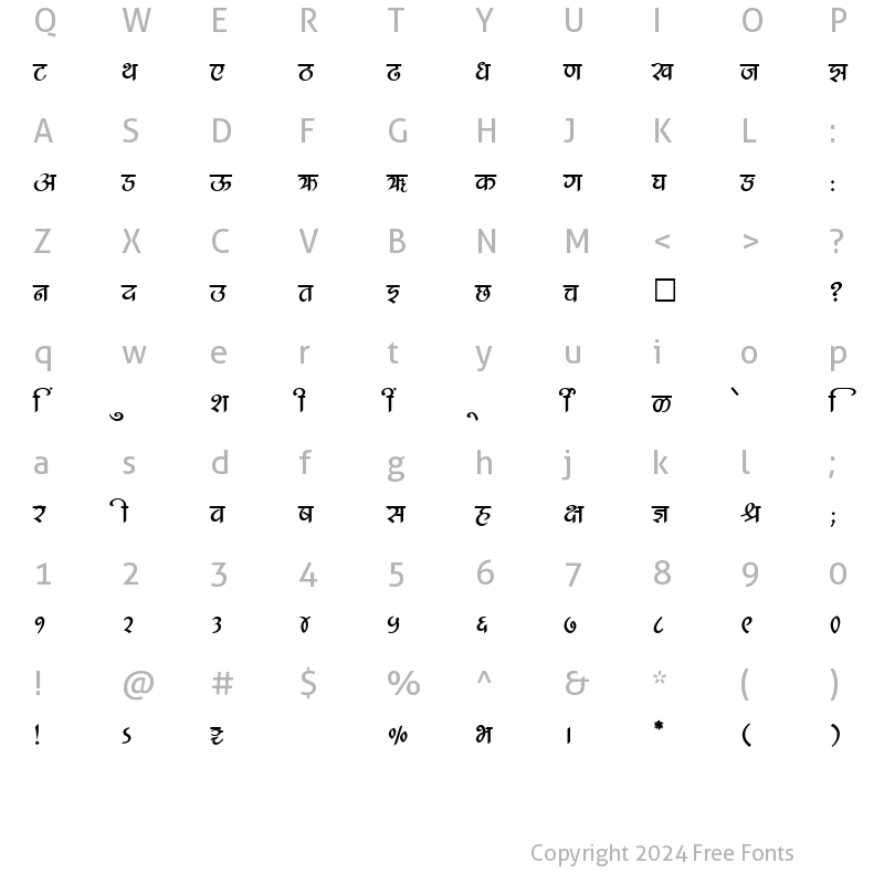 Character Map of SHREE-DEV-3515 Regular