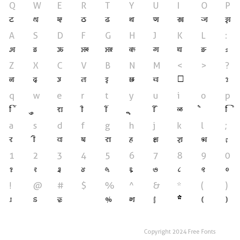 Character Map of SHREE-DEV-3520 Regular