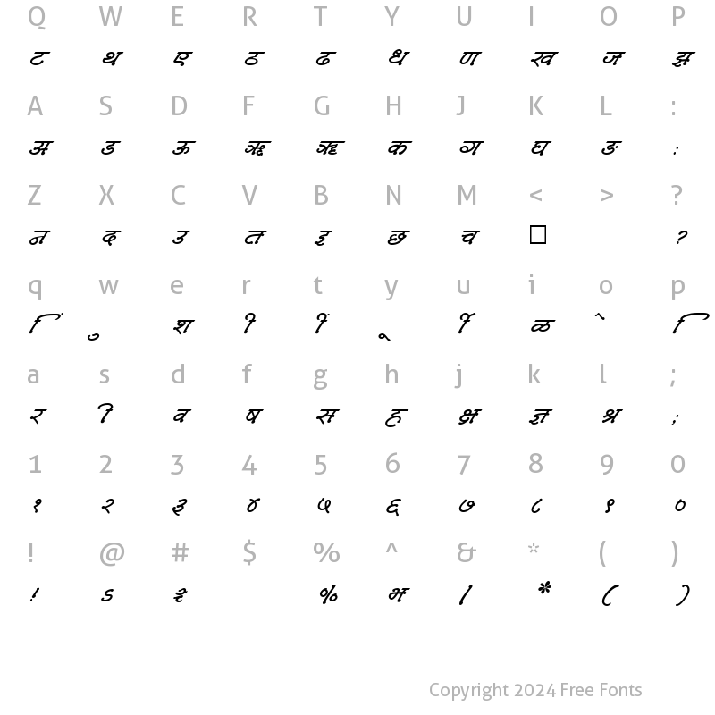 Character Map of SHREE-DEV-3521 Regular