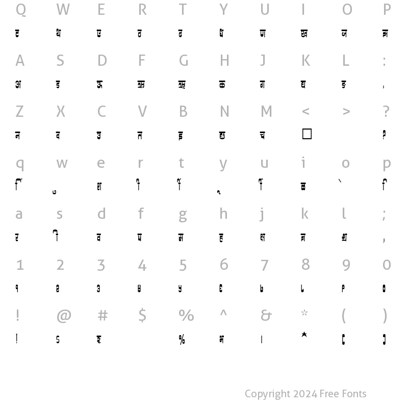 Character Map of SHREE-DEV-3526 Regular