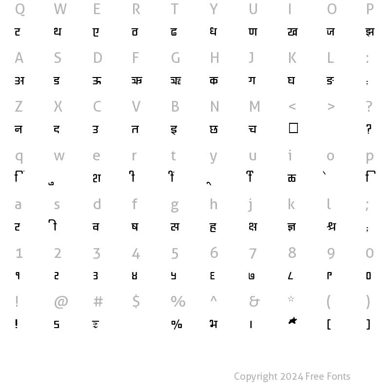 Character Map of SHREE-DEV-3528 Regular