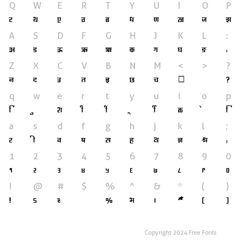 Character Map of SHREE-DEV-3529 Regular