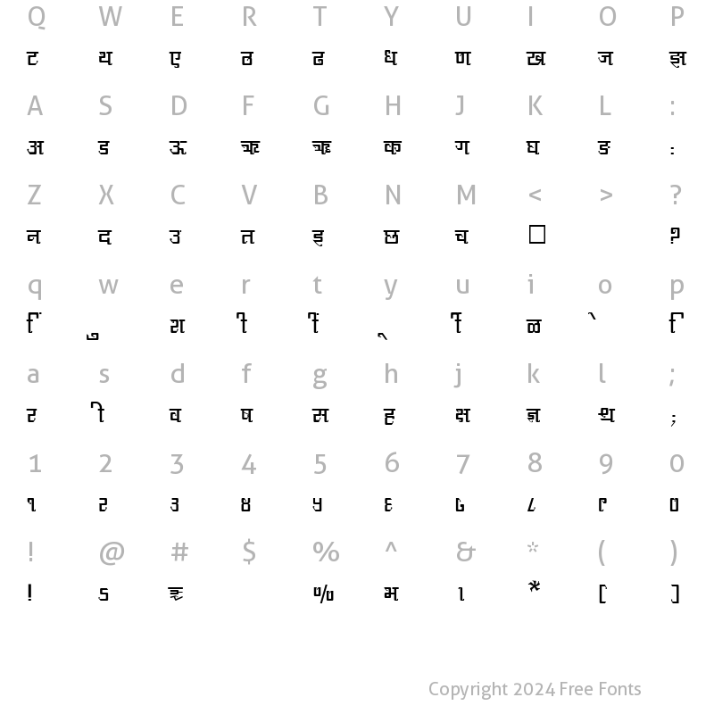 Character Map of SHREE-DEV-3532 Regular