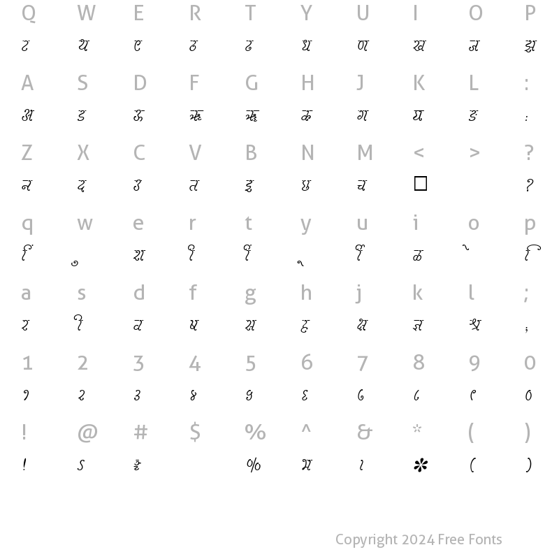 Character Map of SHREE-DEV-3534 Regular