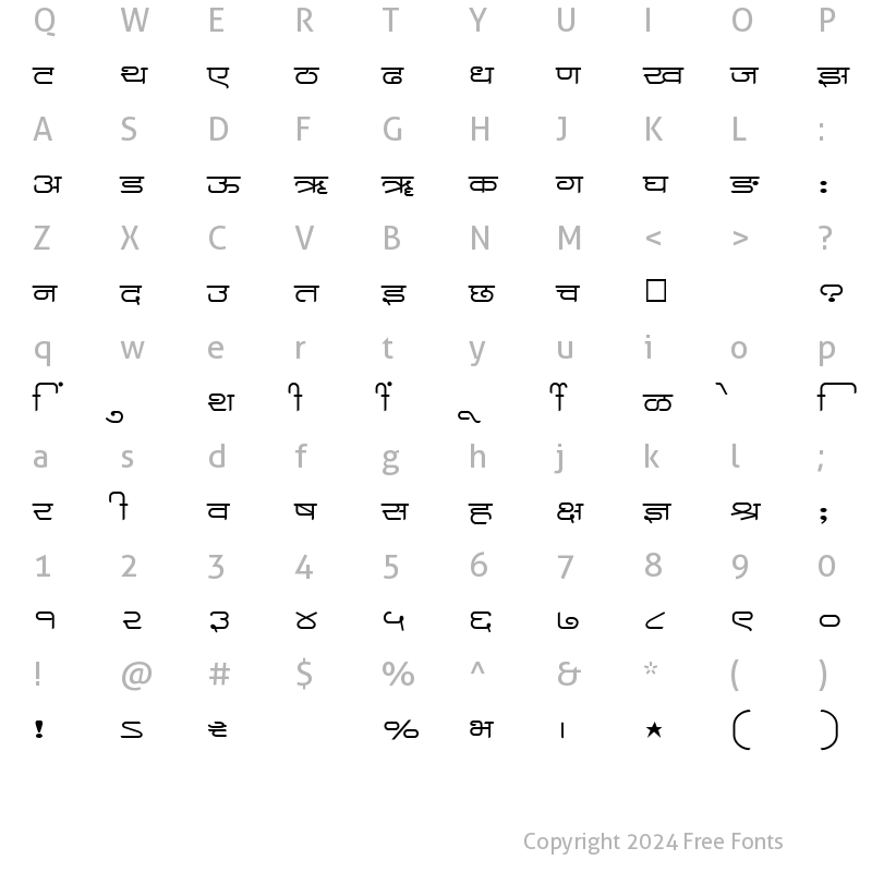 Character Map of SHREE-DEV-3542 Regular