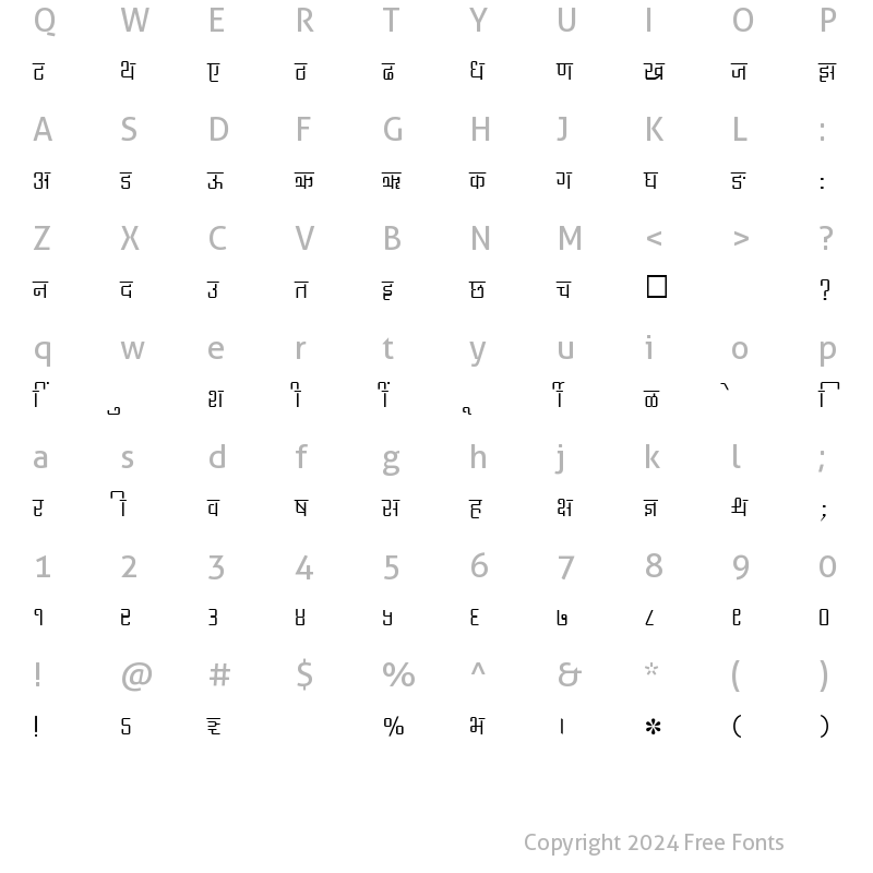 Character Map of SHREE-DEV-3550 Regular