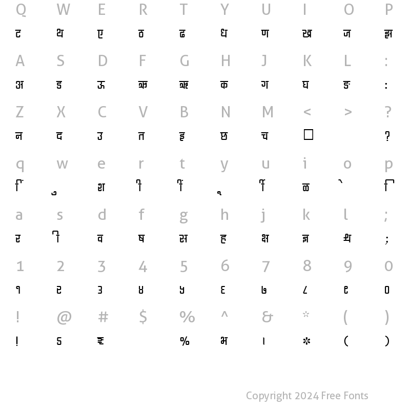 Character Map of SHREE-DEV-3551 Regular