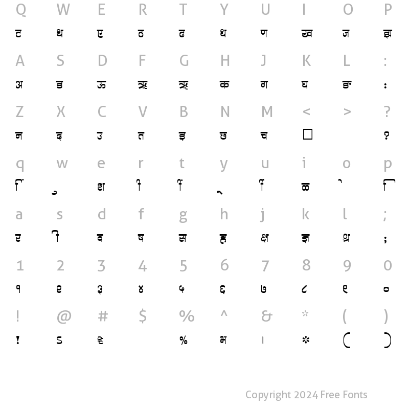 Character Map of SHREE-DEV-3552 Regular