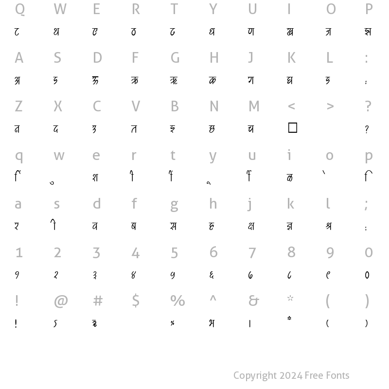 Character Map of SHREE-DEV-3572 Regular