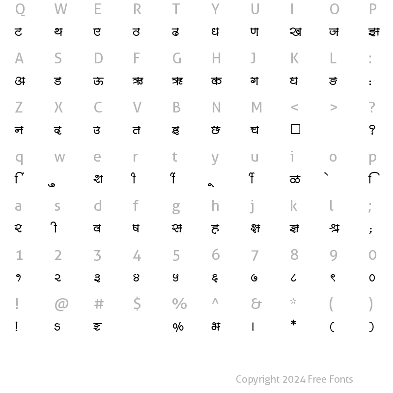 Character Map of SHREE-DEV-3577 Regular