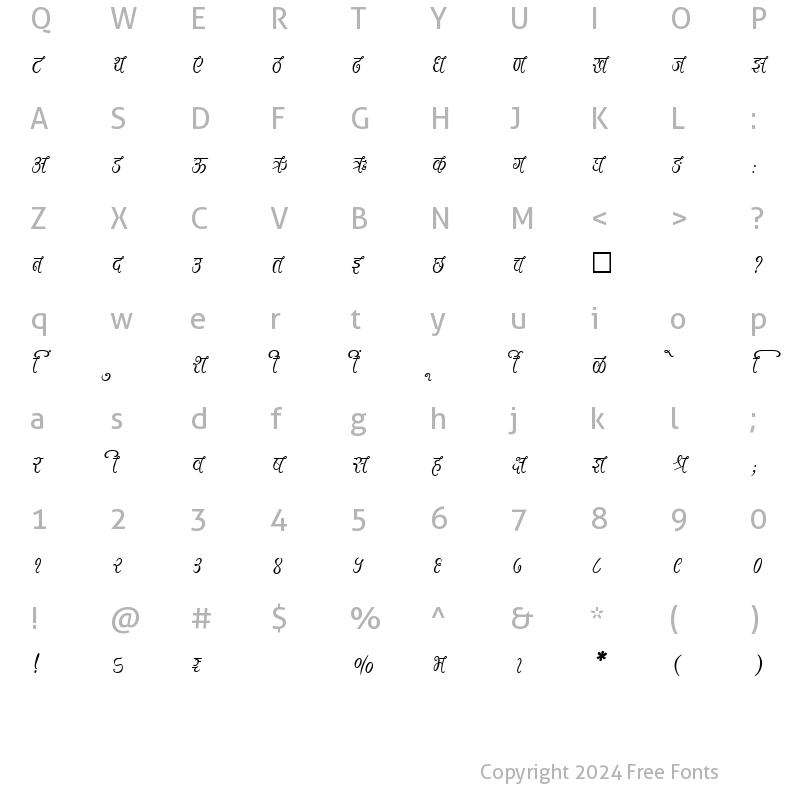 Character Map of SHREE-DEV-3580 Regular