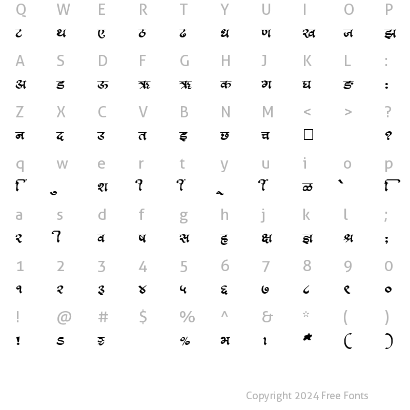 Character Map of SHREE-DEV-3581 Regular