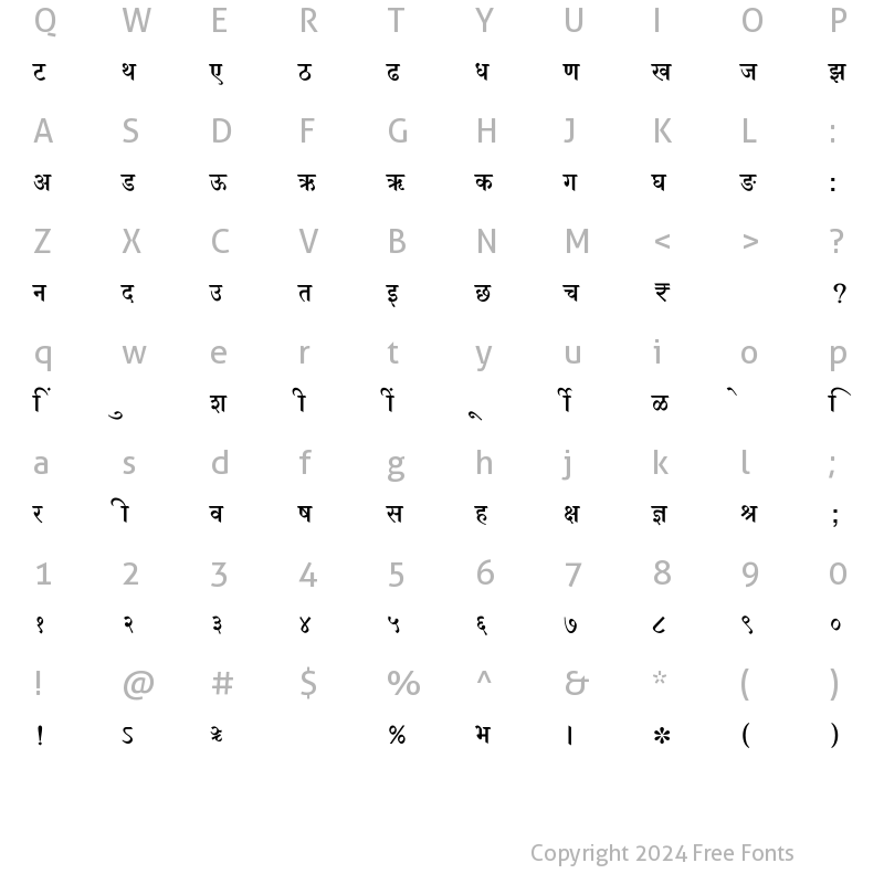 Character Map of SHREE-DEV7-0703 Regular