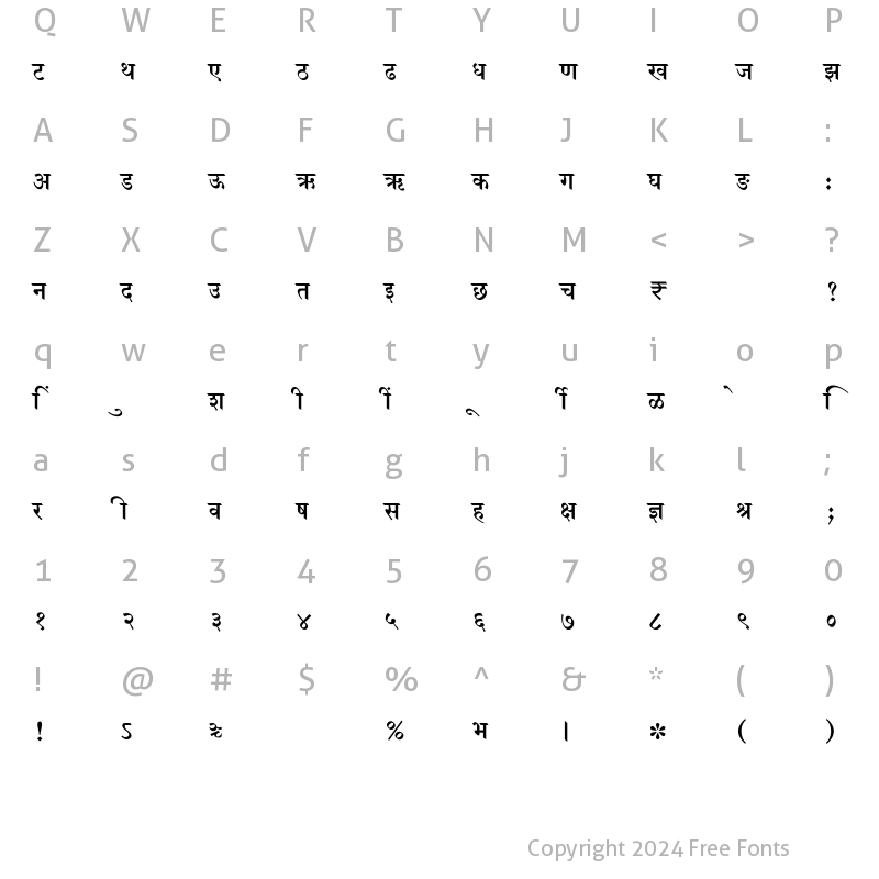 Character Map of SHREE-DEV7-0705 Regular