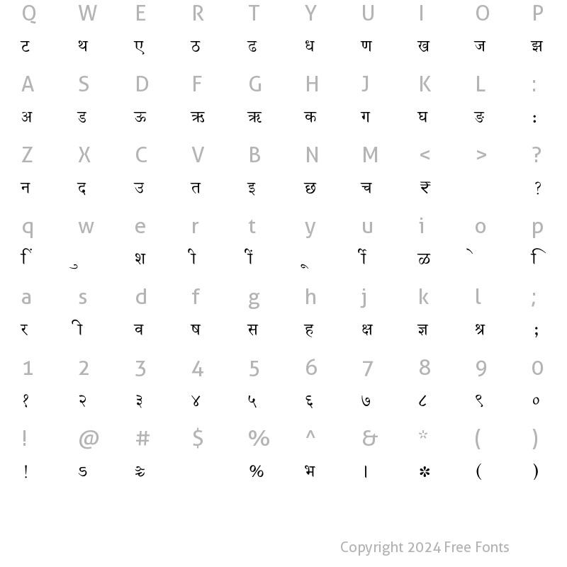 Character Map of SHREE-DEV7-0706 Regular