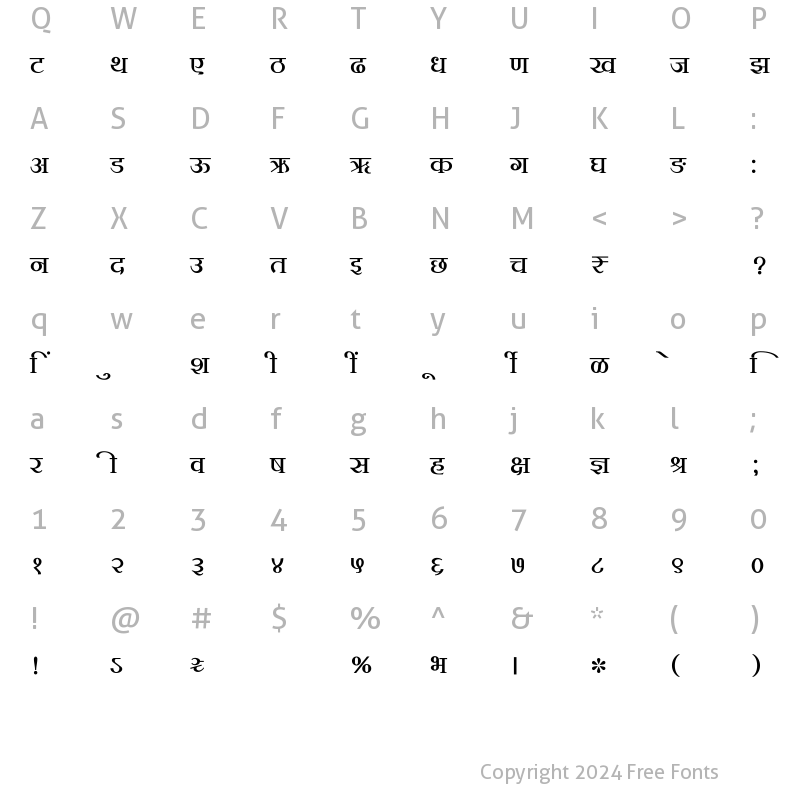 Character Map of SHREE-DEV7-0711 Regular