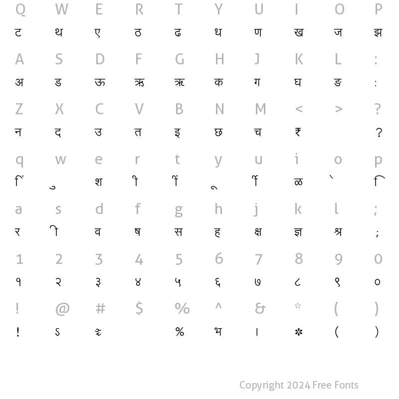 Character Map of SHREE-DEV7-0714 Regular