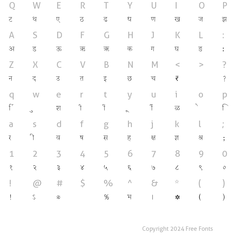 Character Map of SHREE-DEV7-0717 Regular