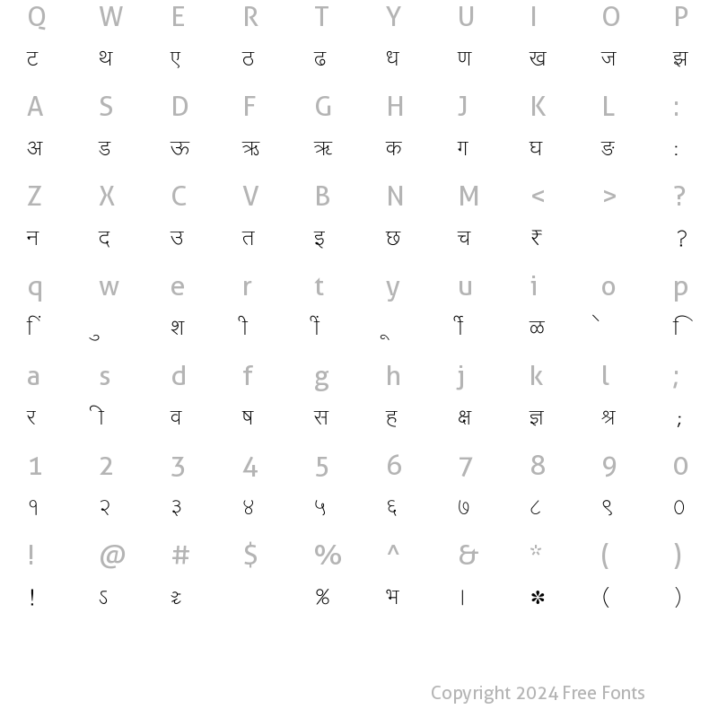 Character Map of SHREE-DEV7-0718 Regular