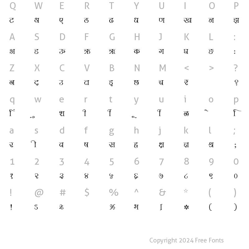 Character Map of SHREE-DEV7-0719 Regular