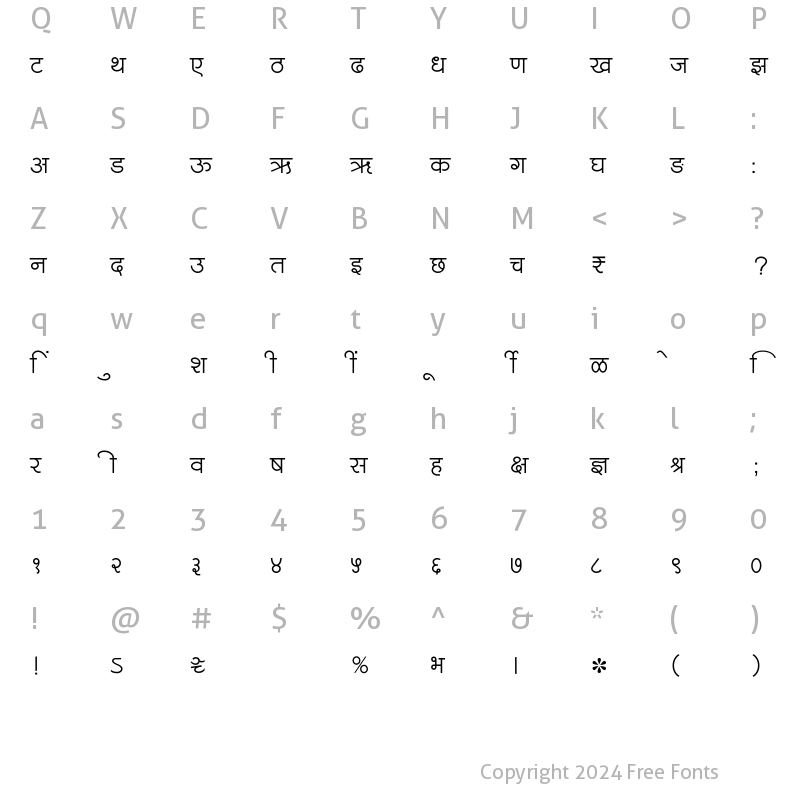 Character Map of SHREE-DEV7-0726 Regular