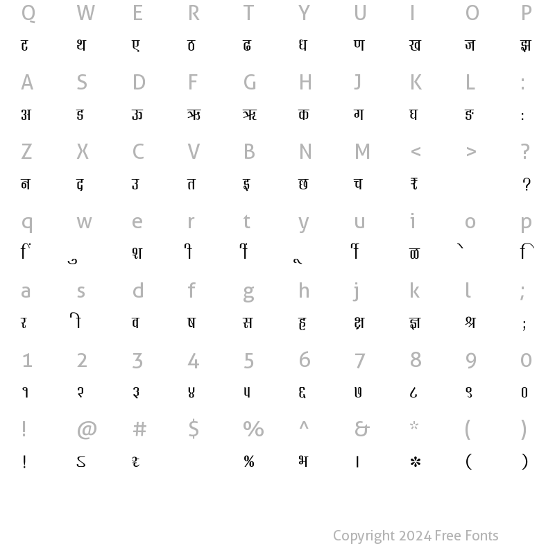 Character Map of SHREE-DEV7-0730 Regular