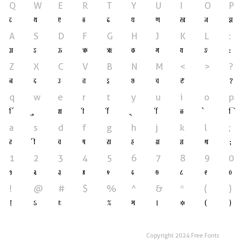 Character Map of SHREE-DEV7-0737 Regular