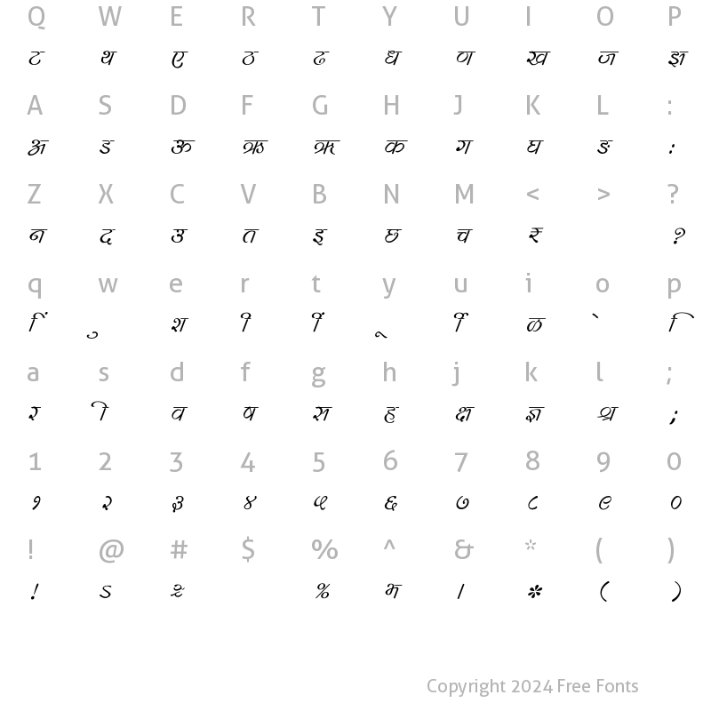 Character Map of SHREE-DEV7-0738 Regular