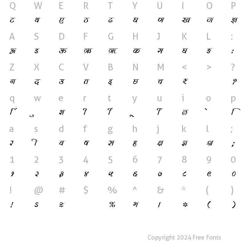 Character Map of SHREE-DEV7-0739 Regular