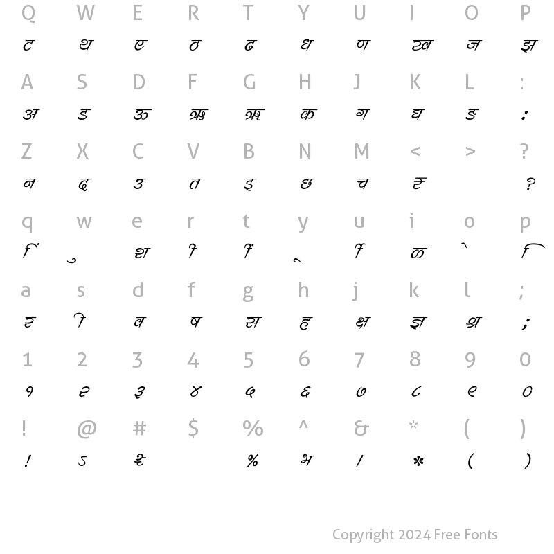 Character Map of SHREE-DEV7-0741 Regular