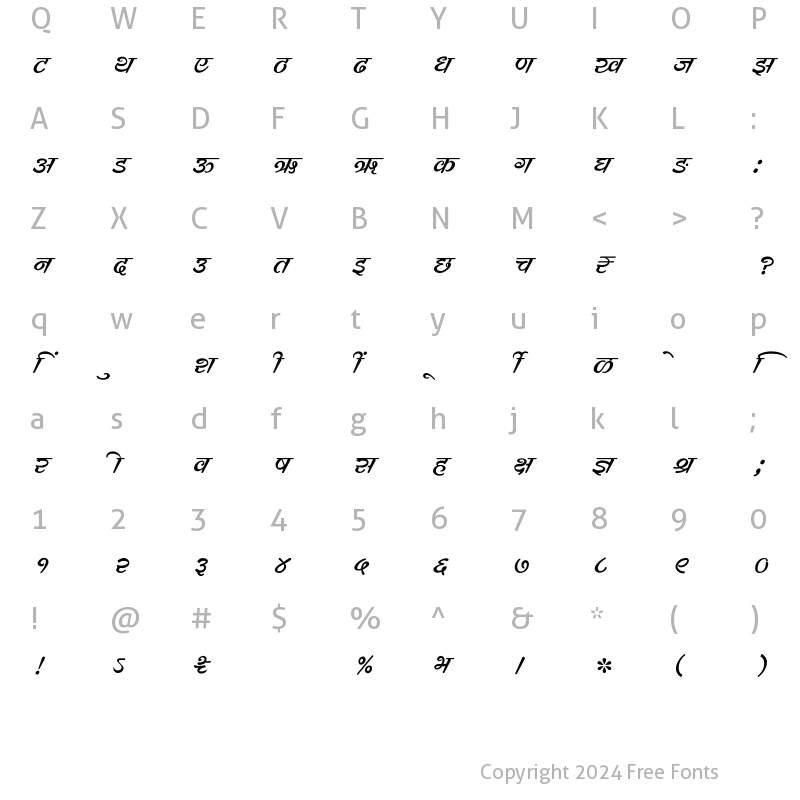 Character Map of SHREE-DEV7-0742 Regular