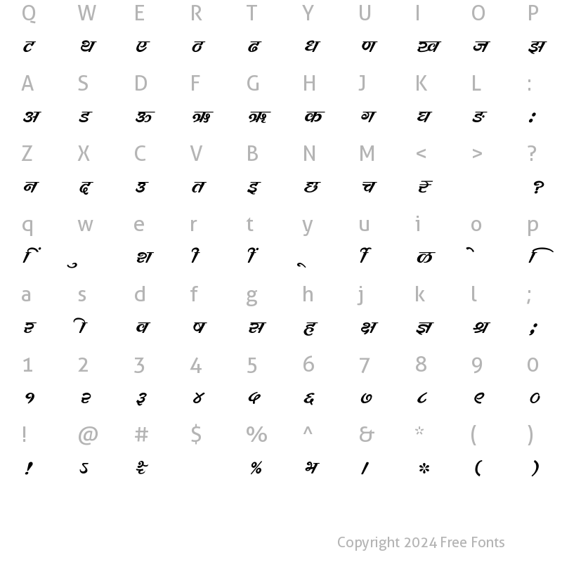 Character Map of SHREE-DEV7-0743 Regular