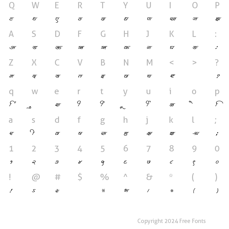 Character Map of SHREE-DEV7-0744 Regular