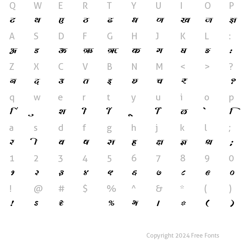 Character Map of SHREE-DEV7-0745 Regular