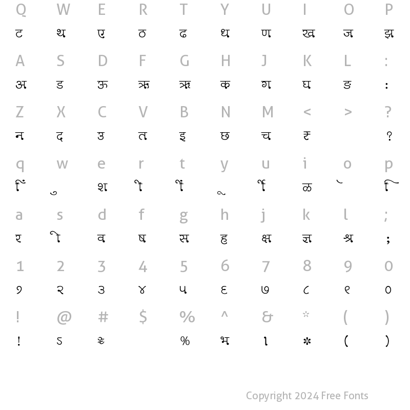 Character Map of SHREE-DEV7-0746 Regular