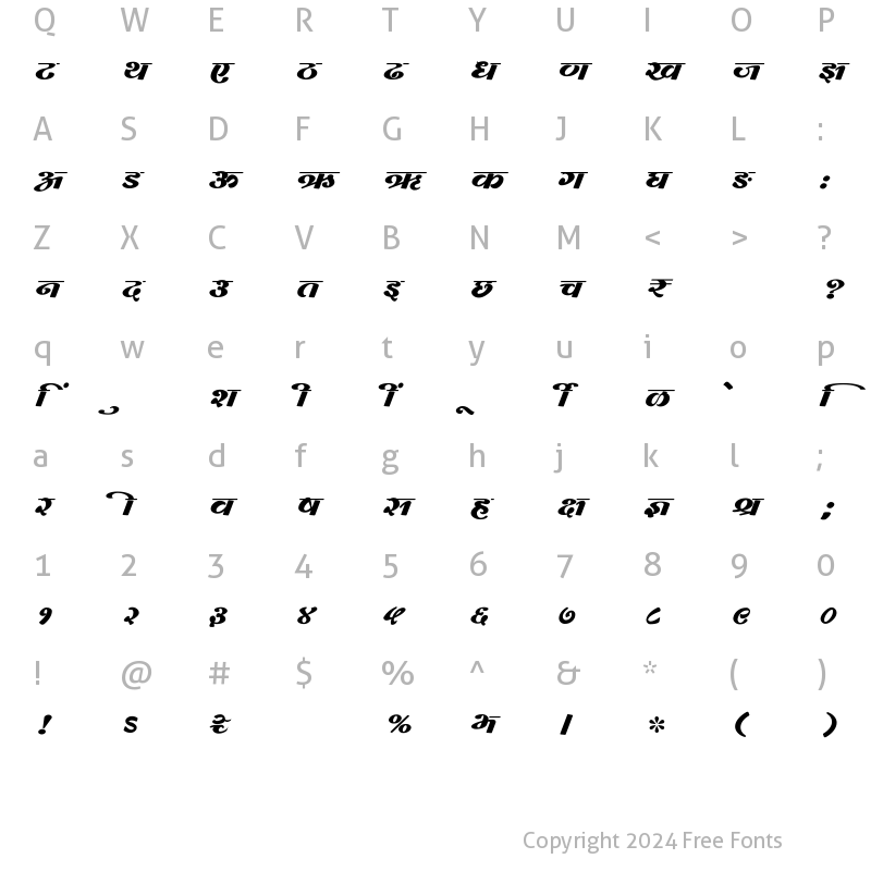 Character Map of SHREE-DEV7-0970 Regular