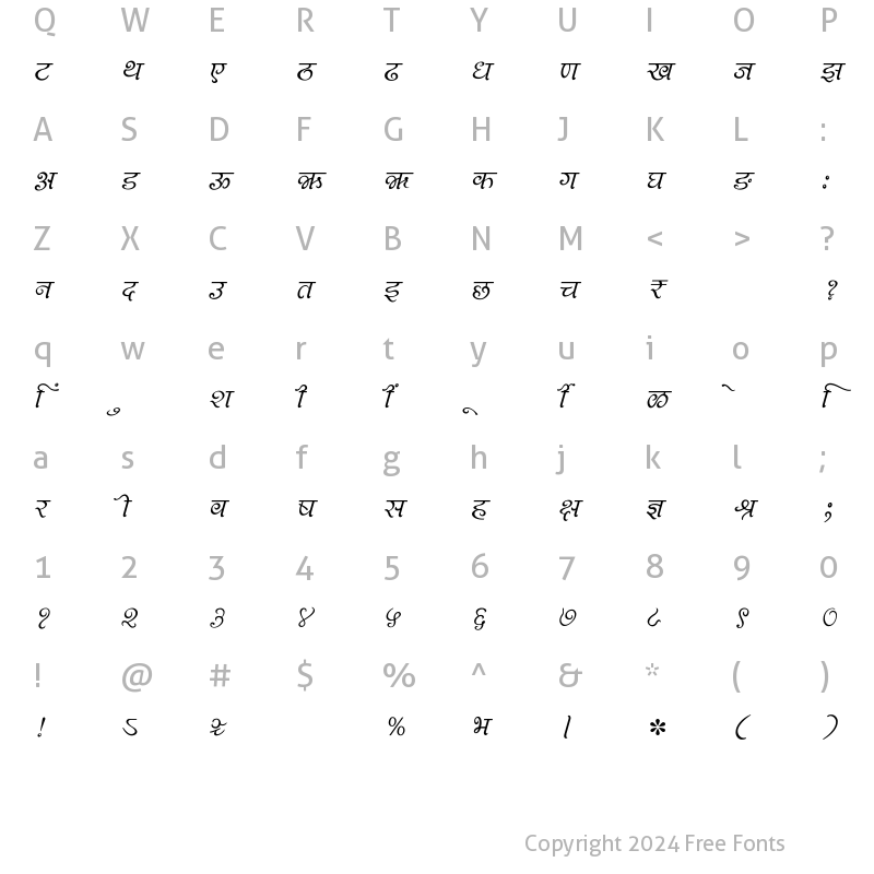 Character Map of SHREE-DEV7-0973 Regular