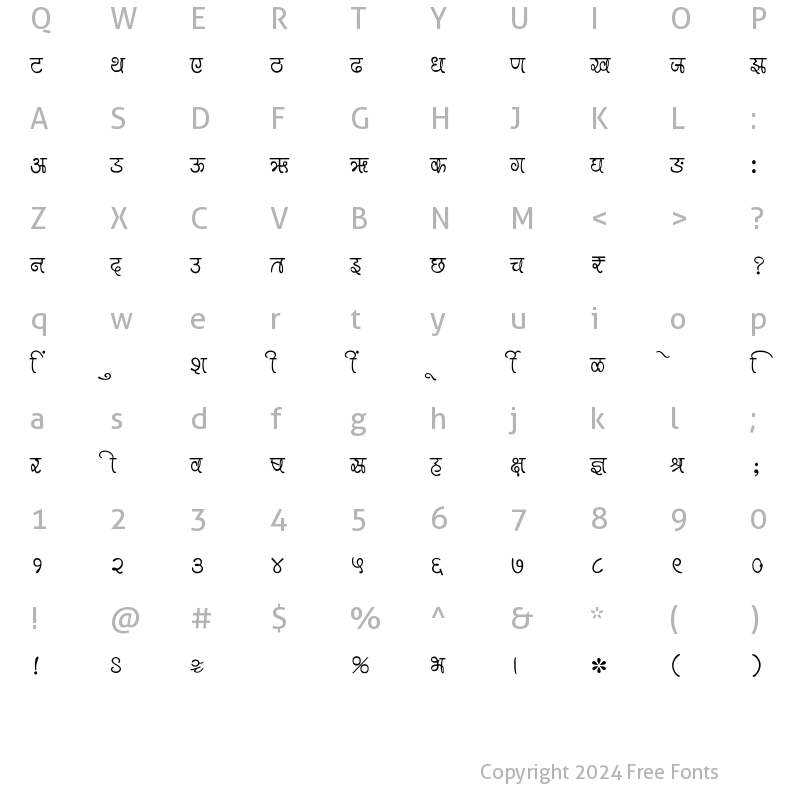 Character Map of SHREE-DEV7-0976 Regular