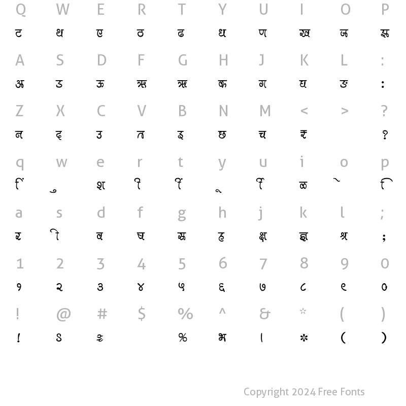 Character Map of SHREE-DEV7-0977 Regular